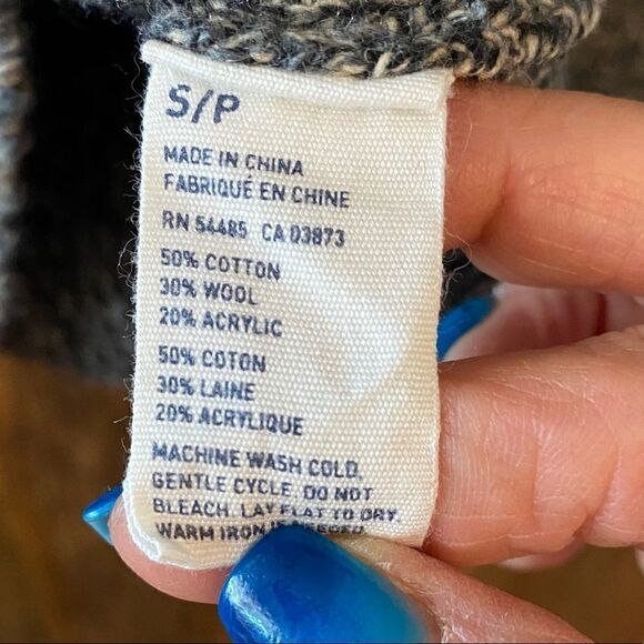 American Eagle Sz S Heather Gray Chunky Wool High Open Collar Pullover Sweater - Picture 6 of 7